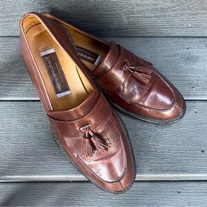 JOHNSON & MURPHY CHESTNUT BROWN LEATHER TASSEL SHOES SIZE 9.5